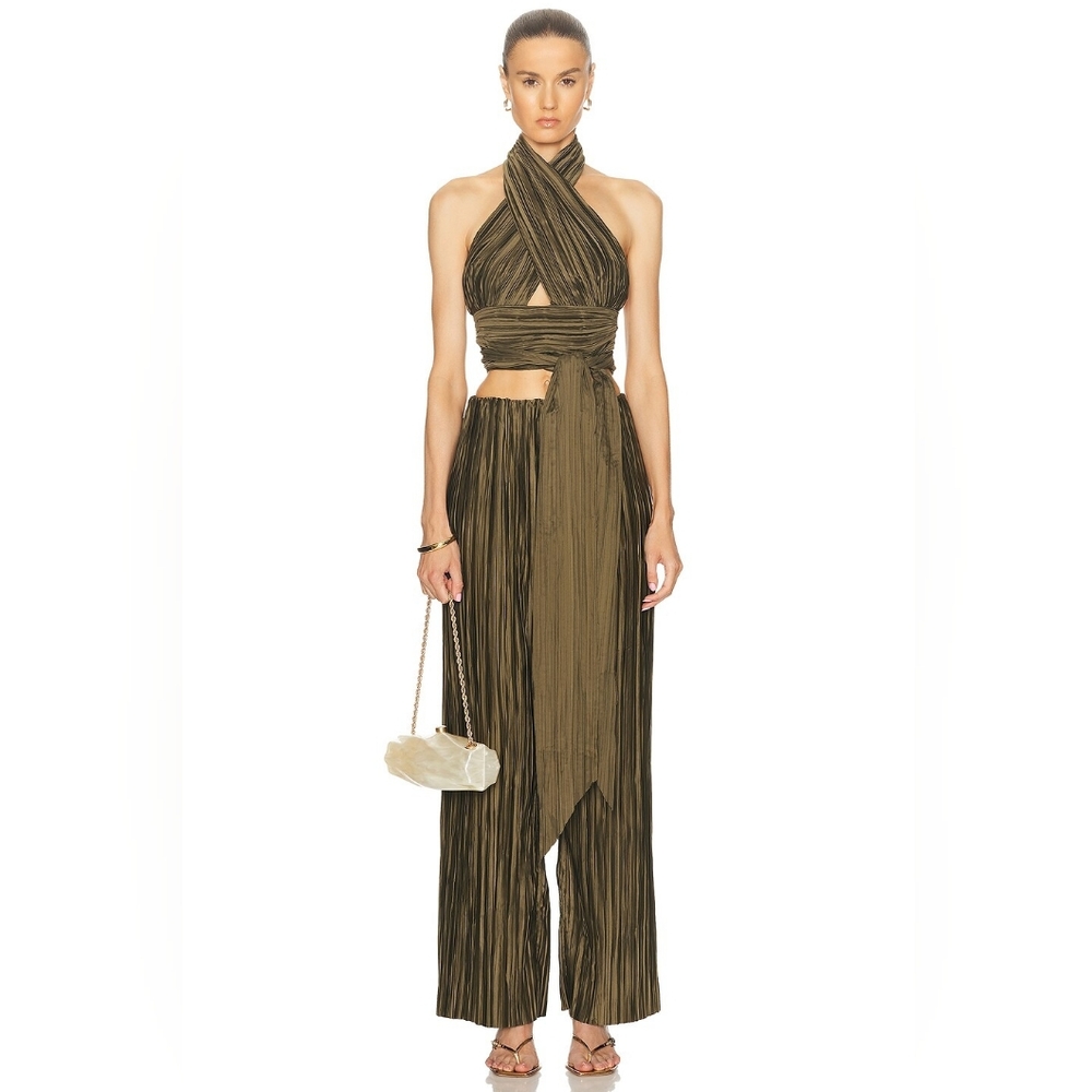BB4. NWT CULT GAIA BRIGITTE TOP & STACIE PLEATED PANT IN SERPENT